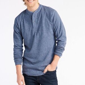 L.L. Bean Men's Shirt Long Sleeve Henley Heather Blue Two-Layer River Driver’s L